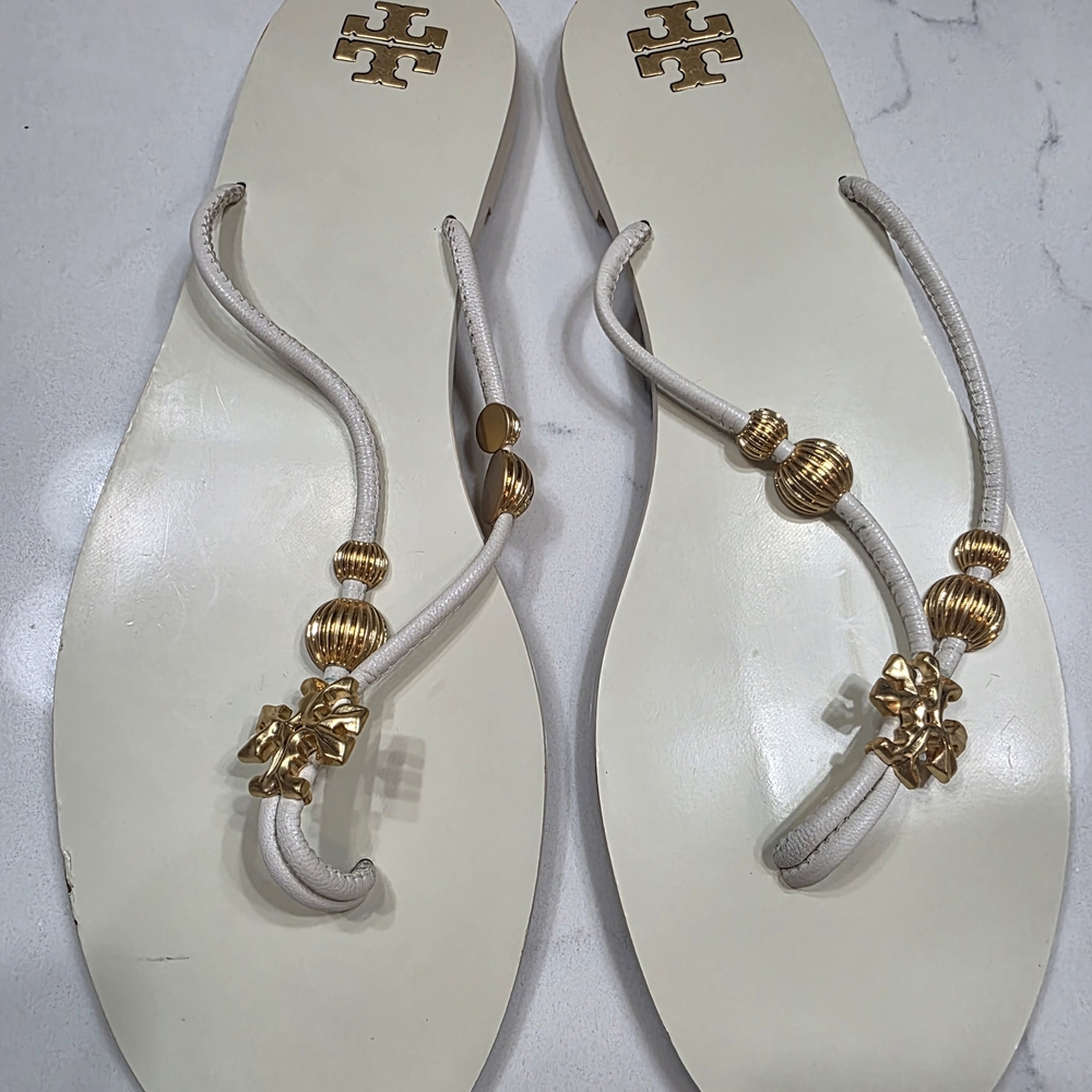 Tory Burch Cream and Gold Sandals